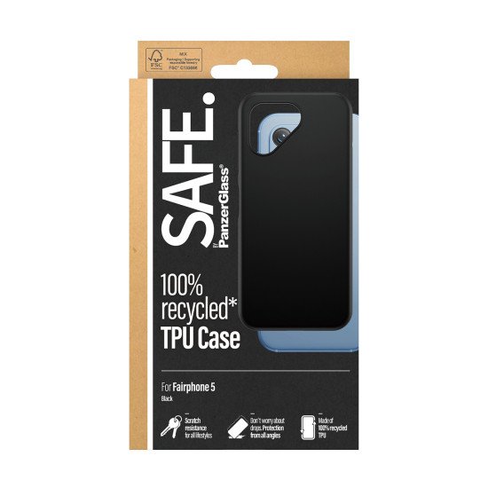 PanzerGlass SAFE by PG Fairphone 5 TPU Case Black coque de protection pour téléphones portables Housse Transparent