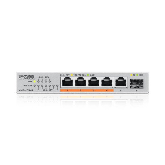 Zyxel XMG-105HP Non-géré 2.5G Ethernet (100/1000/2500) Connexion Ethernet POE Argent