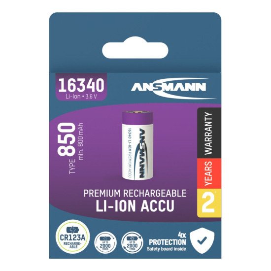 Ansmann 1300-0017 pile domestique Batterie rechargeable 16340 Lithium-Ion (Li-Ion)