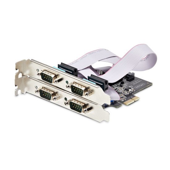 StarTech.com Carte Série PCI Express à 4 Ports - Adaptateur/Carte PCIe à 4 Ports vers RS232/RS422/RS485 (DB9), Support Bas-Profil Inclus, UART 16C1050, Windows/Linux, Conformité TAA - Protection ESD de niveau 4