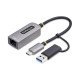 StarTech.com Adaptateur USB-C vers Ethernet avec Dongle USB-A, 10/100/1000Mbps, Adaptateur Réseau USB 3.0 vers Gigabit Ethernet, Câble de 15cm, Adaptateur USB GbE