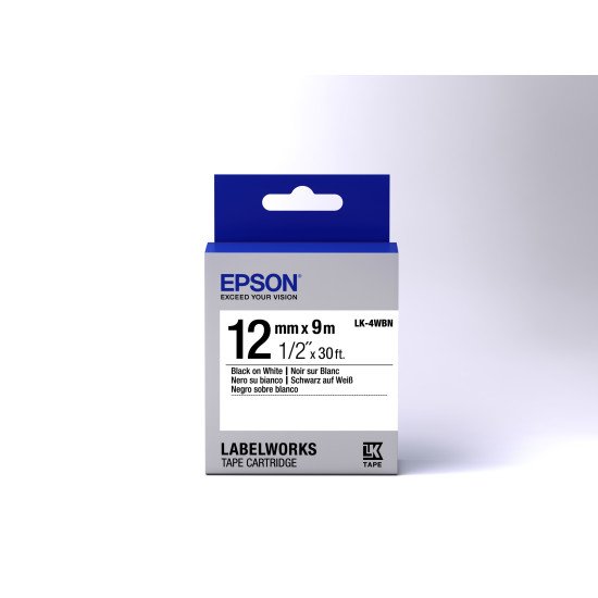 Epson LK-4WBN - Standard - Noir sur Blanc - 12mmx9m