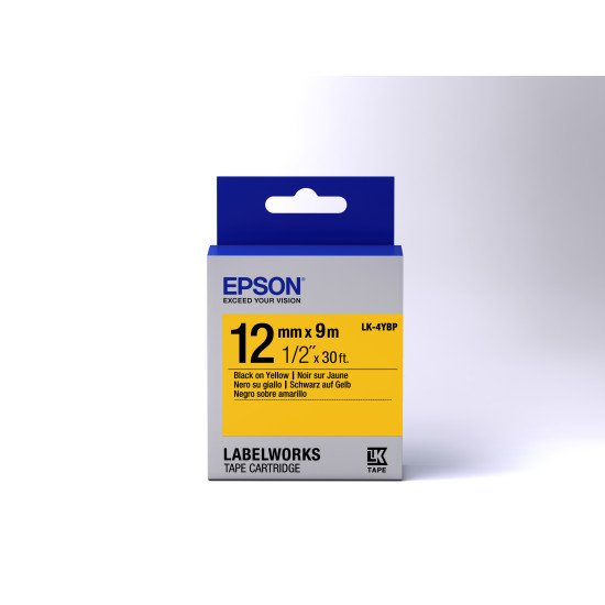 Epson LK-4YBP - Couleur Pastel - Noir sur Jaune - 12mmx9m