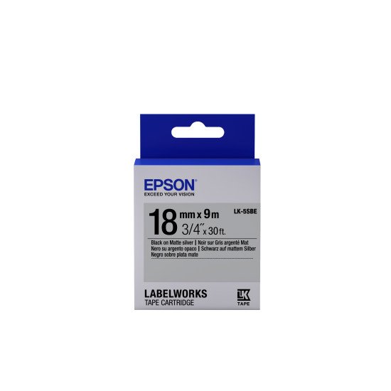 Epson LK-5SBE - Mat - Noir sur Argent Mat - 18mmx9m