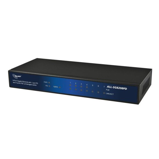 ALLNET ALL-SG8208PD commutateur réseau Non-géré Gigabit Ethernet (10/100/1000) Connexion Ethernet POE Noir