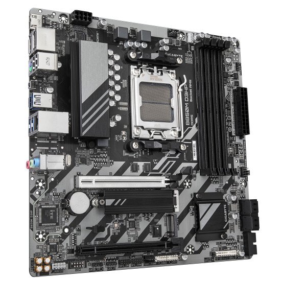 GIGABYTE B850M D3HP Carte Mère - Processeurs AMD Ryzen Série 9000, 5+2+2 phases VRM numériques, jusqu'à 8200MHz DDR5 (OC), 1xPCIe 5.0 + 1xPCIe 4.0 M.2, LAN GbE, USB 3.2 Gen 2