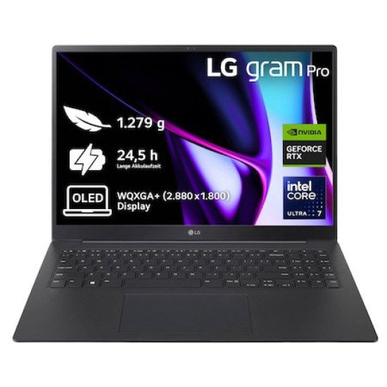 LG 16Z90SP-A.AP7BG laptop Intel Core Ultra 7 155H Ordinateur portable 40,6 cm (16") 32 Go 2 To SSD NVIDIA GeForce RTX 3050 Wi-Fi 6E (802.11ax) Windows 11 Home Noir