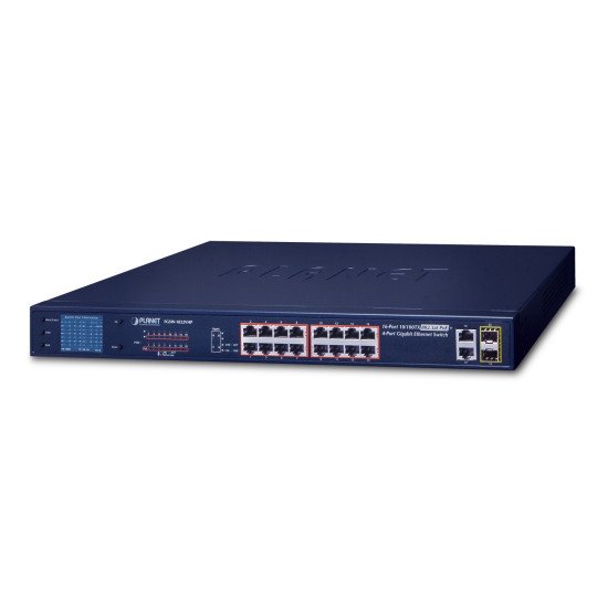 PLANET FGSW-1822VHP commutateur réseau Non-géré Fast Ethernet (10/100) Connexion Ethernet POE 1U Bleu