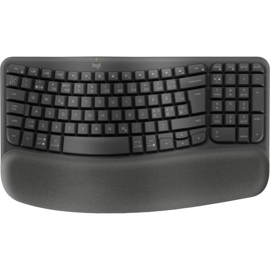 Logitech Wave Keys for Business clavier Bureau RF sans fil + Bluetooth QWERTY Danois, Finlandais, Norvégien, Suédois Graphite