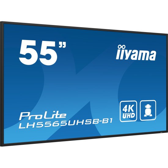 iiyama LH5565UHSB-B1 affichage de messages En forme de kiosk 138,7 cm (54.6") LED Wifi 800 cd/m² 4K Ultra HD Noir Intégré dans le processeur Android 11 24/7