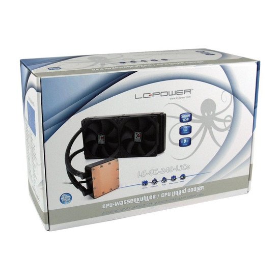 LC-Power LC-CC-240-LICO système de refroidissement d'ordinateur Processeur Refroidisseur de liquide tout-en-un 12 cm Noir