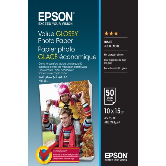 Epson Value Glossy Photo Paper - 10x15cm - 50 Feuilles