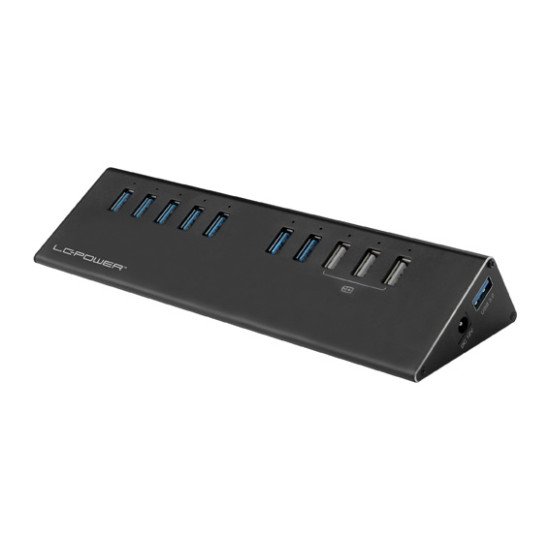 LC-Power LC-HUB-ALU-2B-10 hub & concentrateur USB 3.2 Gen 1 (3.1 Gen 1) Micro-B 5000 Mbit/s Noir