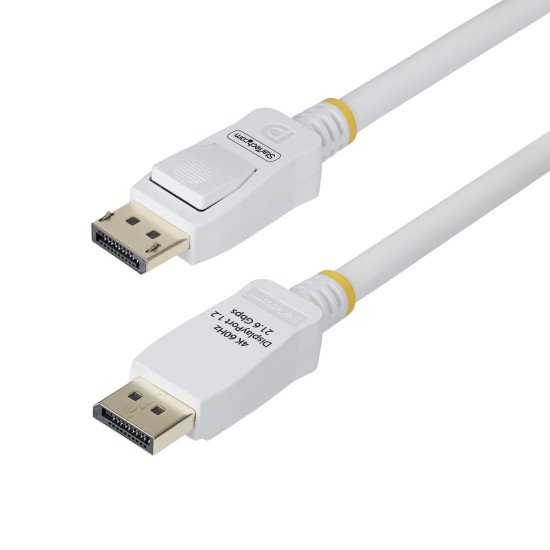 StarTech.com Câble DisplayPort 1.2 de 3m Blanc Certifié VESA, 4K 60Hz, 21.6Gbps, Connecteurs DP Verrouillables, Câble DisplayPort DP 1.2, Câble de Moniteur DP, M/M