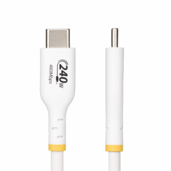 StarTech.com Câble de Charge USB-C de 1m, Blanc, Cordon USB-C Certifié USB-IF, 240W PD EPR, Câble de Recharge USB 2.0 Type-C pour Ordinateur Portable, Câble de Transfert de Données USB-C, Gaine TPE, M/M