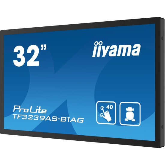 iiyama TF3239AS-B1AG affichage de messages Écran plat de signalisation numérique 80 cm (31.5") LED 500 cd/m² 2.4K Ultra HD Noir Écran tactile Intégré dans le processeur Android 24/7