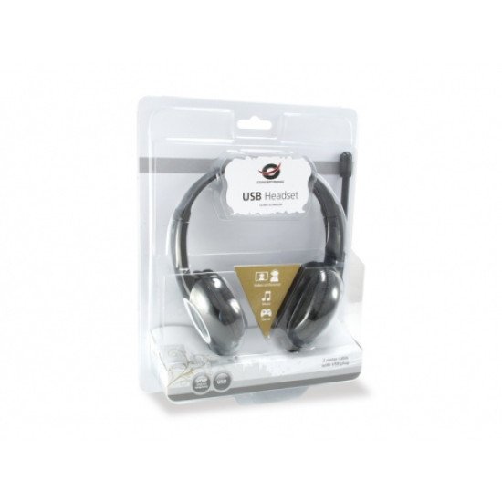 Conceptronic CCHATSTARU2B écouteur/casque Avec fil Arceau Appels/Musique USB Type-A Noir, Rouge