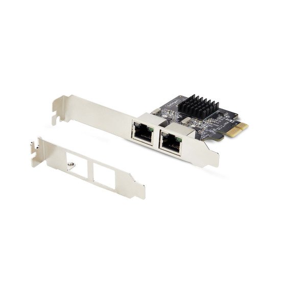 StarTech.com Carte Réseau PCIe Gigabit à 2 Ports, Carte NIC PCI Express 10/100/1000Mbps, Double Realtek RTL8111H, Fonctionne avec Windows et Linux, Conforme TAA