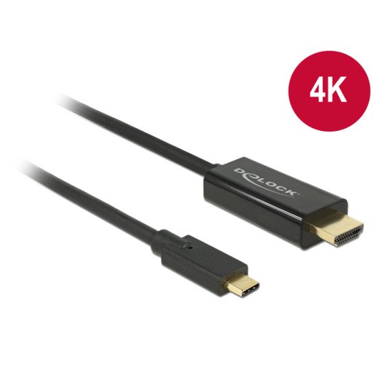 DeLOCK 85258 câble vidéo et adaptateur 1 m USB Type-C HDMI Noir