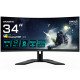 GIGABYTE G34WQCP Moniteur de Jeu Incurvé UWQHD 34" - 3440 x 1440, 1500R, 180Hz, 1ms, 350 cd/m², AMD FreeSync Premium, DisplayHDR 400, HDMI 2.0, DisplayPort 1.4