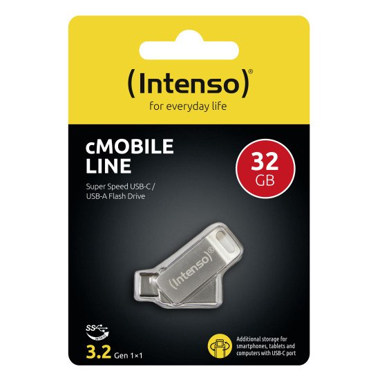 Intenso cMobile Line lecteur USB flash 32 Go USB Type-A / USB Type-C 3.2 Gen 1 (3.1 Gen 1) Argent