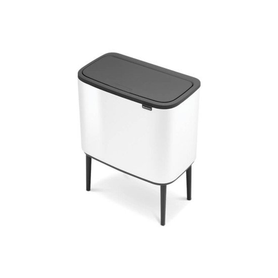 Brabantia 313523 poubelle 33 L Rectangulaire Acier inoxydable Noir, Blanc