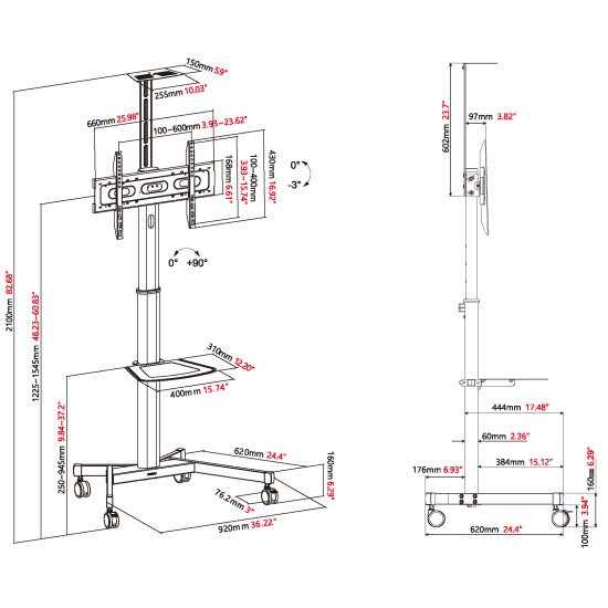 Vision VFM-F19 support pour téléviseur 2,03 m (80") Noir