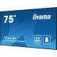 iiyama LH7565UHSB-B1 affichage de messages En forme de kiosk 189,2 cm (74.5") LED Wifi 800 cd/m² 4K Ultra HD Noir Intégré dans le processeur Android 11 24/7