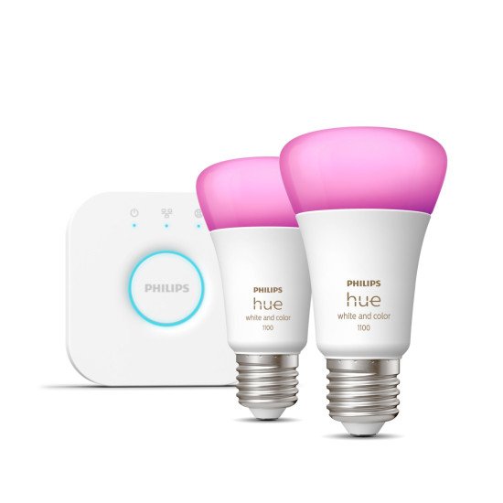 Philips Hue White and Color ambiance Kit de démarrage : 2 ampoules connectées E27 (1100)