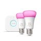 Philips Hue White and Color ambiance Kit de démarrage : 2 ampoules connectées E27 (1100)