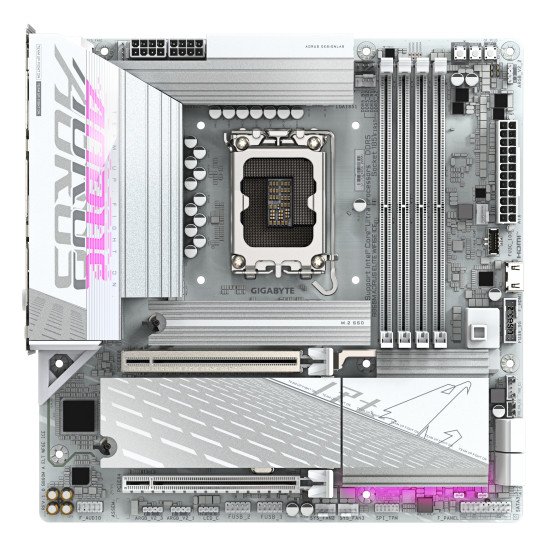 GIGABYTE B860M AORUS ELITE WF6E ICE Carte mère - Processeurs Intel Core Ultra, VRM 12+1+2+1 phases, jusqu'à 9200MHz DDR5, 1xPCIe 5.0 + 2xPCIe 4.0 M.2, LAN 2,5 GbE, WIFI 6E, USB 4