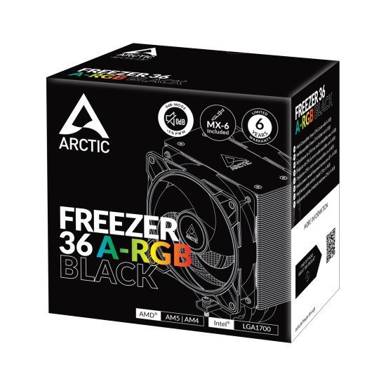 ARCTIC Freezer 36 A-RGB Processeur Refroidisseur d'air 12 cm Noir 1 pièce(s)