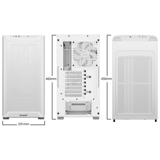 be quiet! Pure Base 501 Blanc | Boîtier PC , Mini ATX / Micro ATX / ATX, 2 ventilateurs Pure Wings 3 140 mm PWM