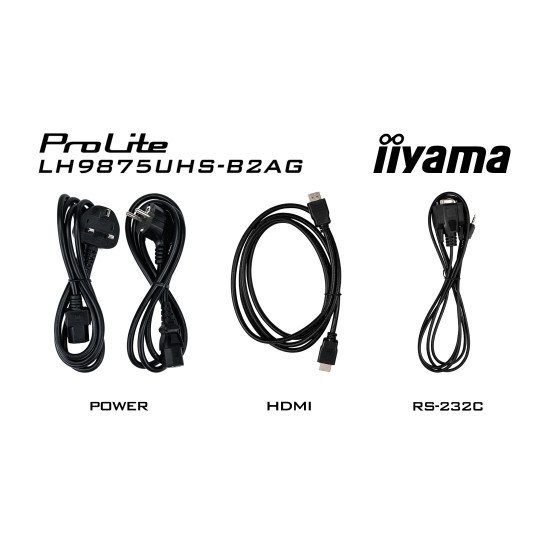 iiyama LH9875UHS-B2AG affichage de messages Écran plat de signalisation numérique 2,48 m (97.5") LED Wifi 500 cd/m² 4K Ultra HD Noir Intégré dans le processeur Android 11 24/7