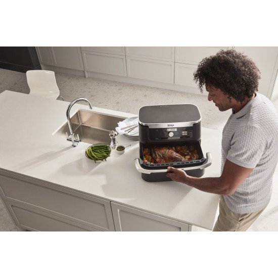 Ninja AF500EU friteuse Double 10,4 L Autonome 2470 W Friteuse d'air chaud Noir, Acier inoxydable