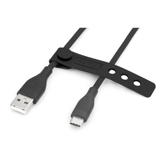 Digitus Câble de connexion USB-C en silicone, 2m, noir