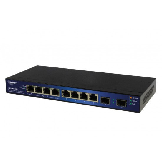 ALLNET ALL-SG8210PM commutateur réseau Géré L2+ Gigabit Ethernet (10/100/1000) Connexion Ethernet POE Noir