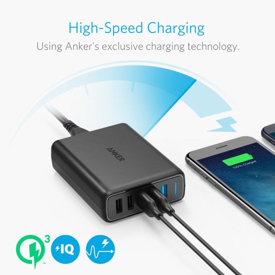 Anker PowerPort Speed 5 Universel Noir Secteur Intérieure