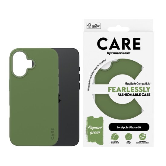 PanzerGlass CARE by PG Green MagSafe iPhone16 6.1 coque de protection pour téléphones portables Housse Transparent