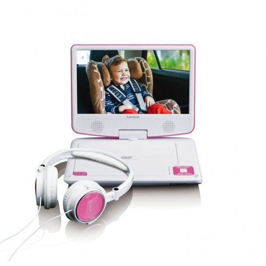 Lenco DVP-910 Lecteur DVD portable Convertible 22,9 cm (9") Noir, Rose