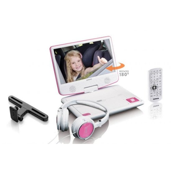 Lenco DVP-910 Lecteur DVD portable Convertible 22,9 cm (9") Noir, Rose