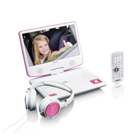 Lenco DVP-910 Lecteur DVD portable Convertible 22,9 cm (9") Noir, Rose