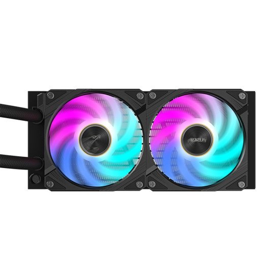 GIGABYTE AORUS WATERFORCE X II 240 Refroidisseur liquide pour processeur AIO - 2x ventilateurs ARGB de 120 mm, écran LCD en couleur, DAISY-CHAIN, compatible avec Intel LGA 1851 et AMD AM5