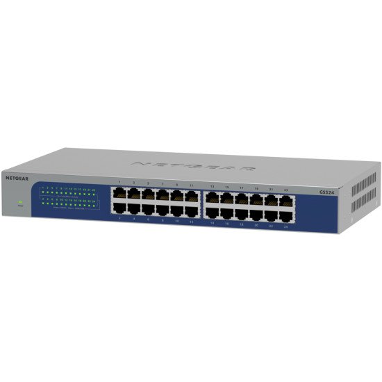 NETGEAR GS524-300EUS, 24-Port Gigabit Ethernet unmanaged Switch, Desktop Non-géré Gigabit Ethernet (10/100/1000)