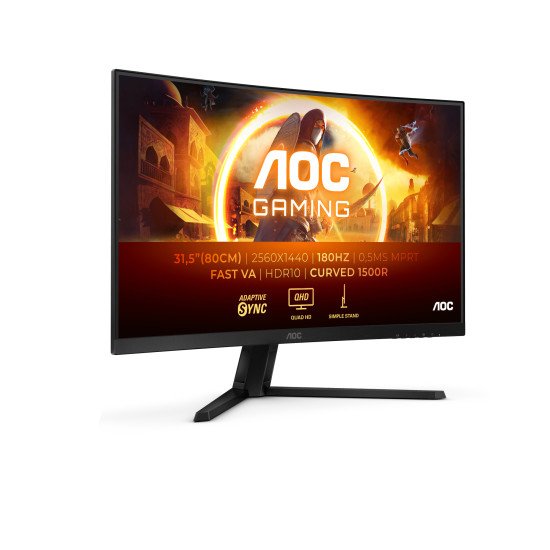 AOC G4 CQ32G4VE écran PC 81,3 cm (32") 2560 x 1440 pixels Quad HD LCD Noir, Gris