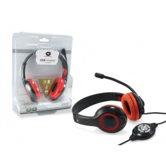 Conceptronic CCHATSTARU2R écouteur/casque Avec fil Arceau Appels/Musique USB Type-A Rouge