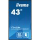 iiyama LH4365UHSB-B1 affichage de messages En forme de kiosk 108 cm (42.5") LED Wifi 800 cd/m² 4K Ultra HD Noir Intégré dans le processeur Android 11 24/7