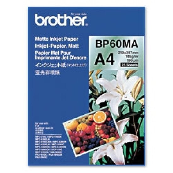 Brother BP60MA Inkjet Paper papier jet d'encre A4 (210x297 mm) Mat 25 feuilles Blanc