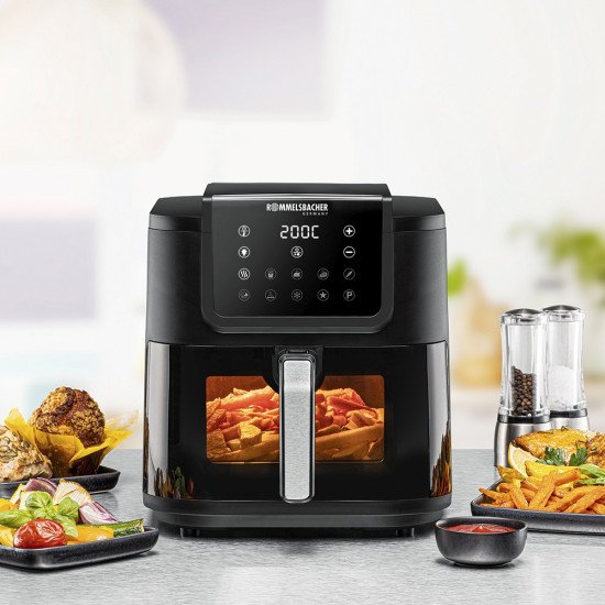 Rommelsbacher FRH 1700 friteuse Unique 8 L Autonome 1700 W Friteuse d'air chaud Noir, Acier inoxydable