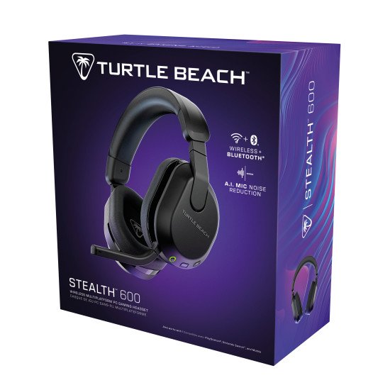 Turtle Beach Casque gaming amplifié multiplateforme sans fil Stealth 600 pour PC, PS5, PS4, Nintendo Switch et mobile - Bluetooth, 80 heures de batterie, microphone antibruit désactivable par basculement et Waves 3D Audio – Noir